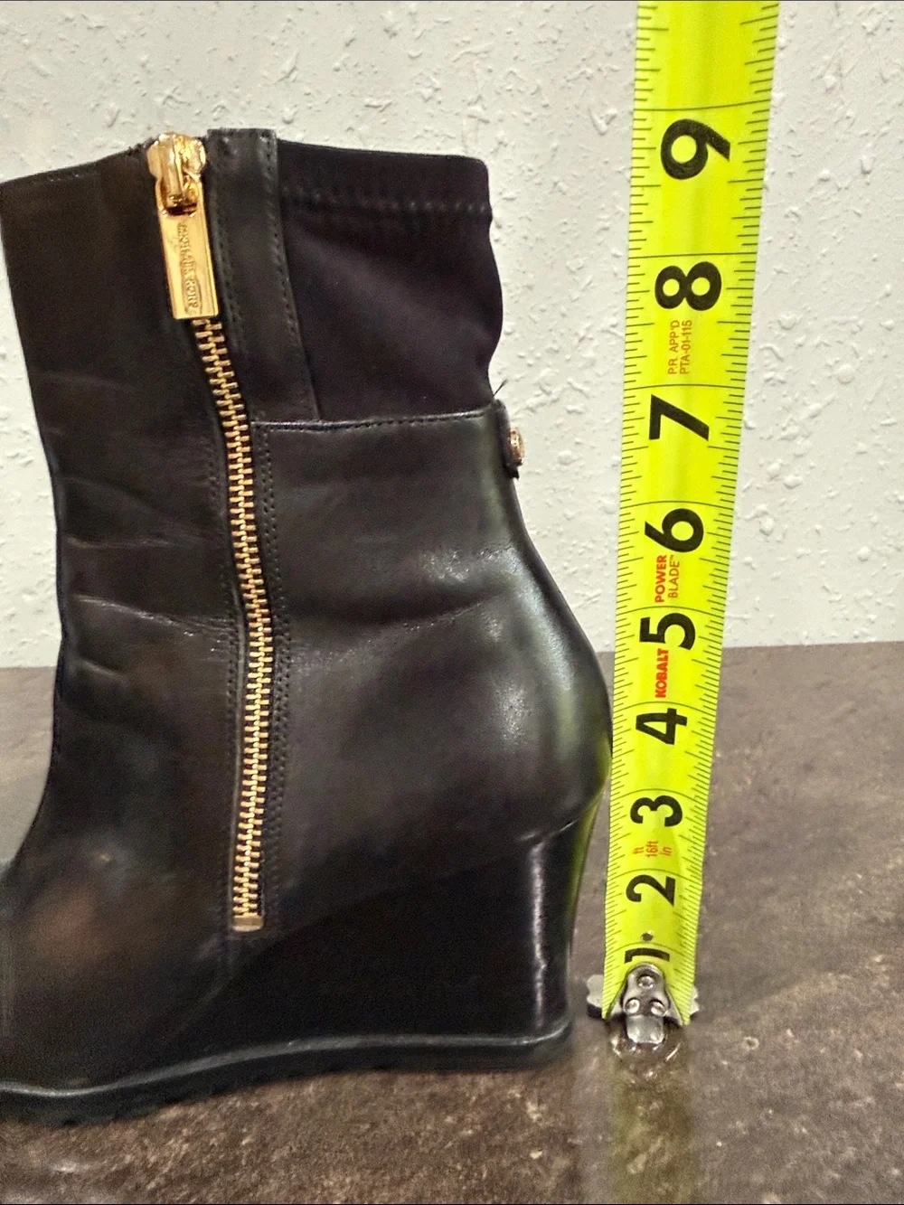 Michael‎ Kors Aileen Wedge Ankle Boots Black Leather Women’s Size 7